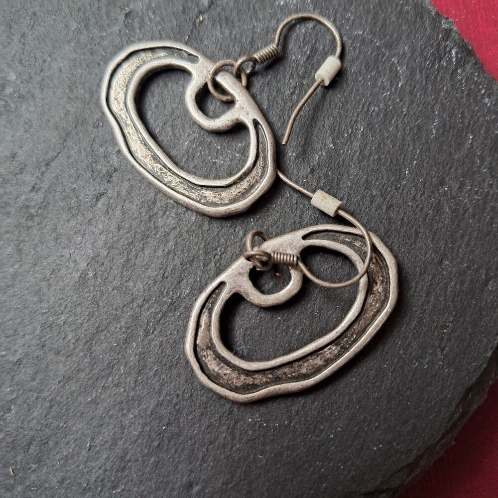 Silvertone Oval Drop Earrings